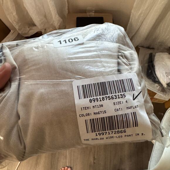 Madewell Harlow Wide-Leg Trouser 4 Pebble Stone Brushed Twill Pleated Slider Tab - Picture 10 of 10